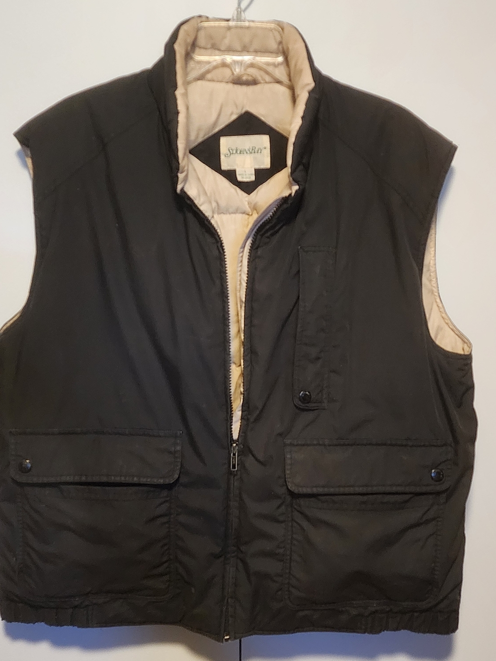 St. Johns Bay Vest Mens Size L Black Down Puffer Outdoor Hiking Warm